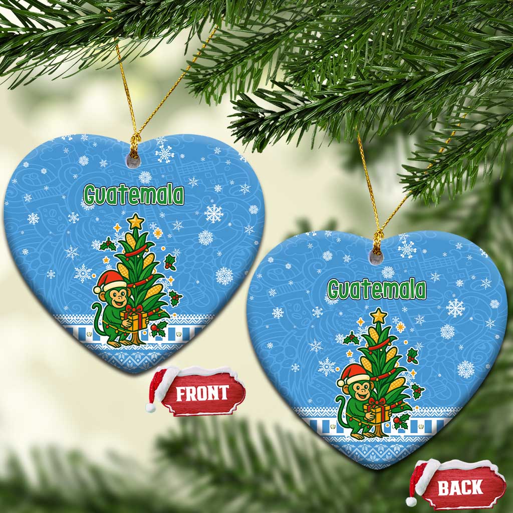 Guatemala Christmas Ceramic Ornament with Blue Christmas Monkey Tree Snowman and Snowflake TS04