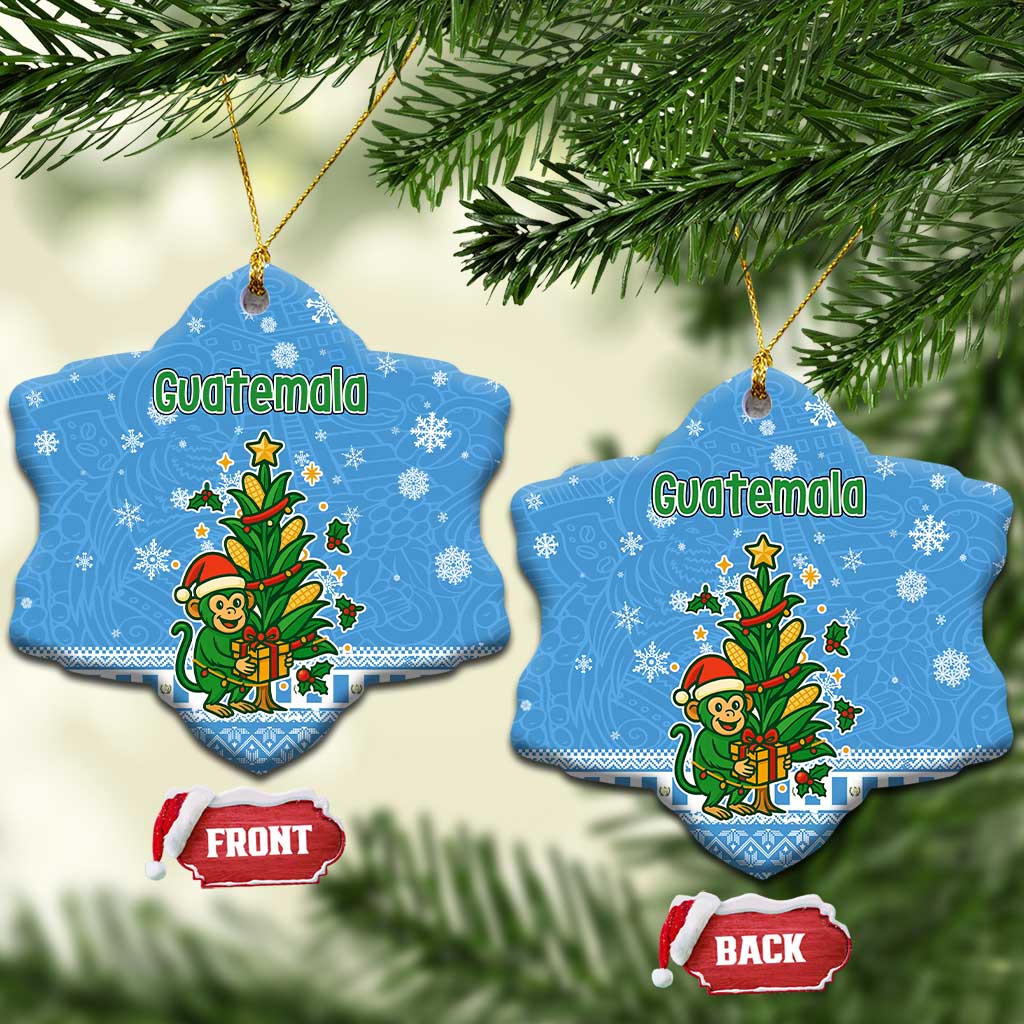 Guatemala Christmas Ceramic Ornament with Blue Christmas Monkey Tree Snowman and Snowflake TS04