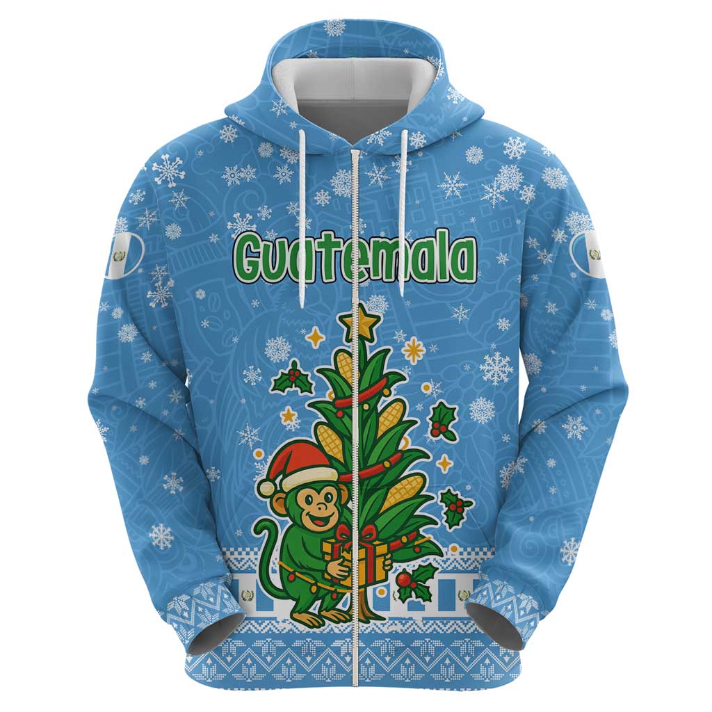 Guatemala Christmas Hoodie with Blue Christmas Monkey Tree Snowman and Snowflake TS04