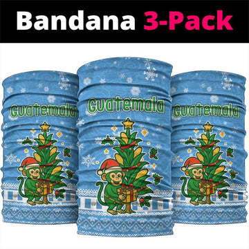 Guatemala Christmas Neck Gaiter with Blue Christmas Monkey Tree Snowman and Snowflake TS04