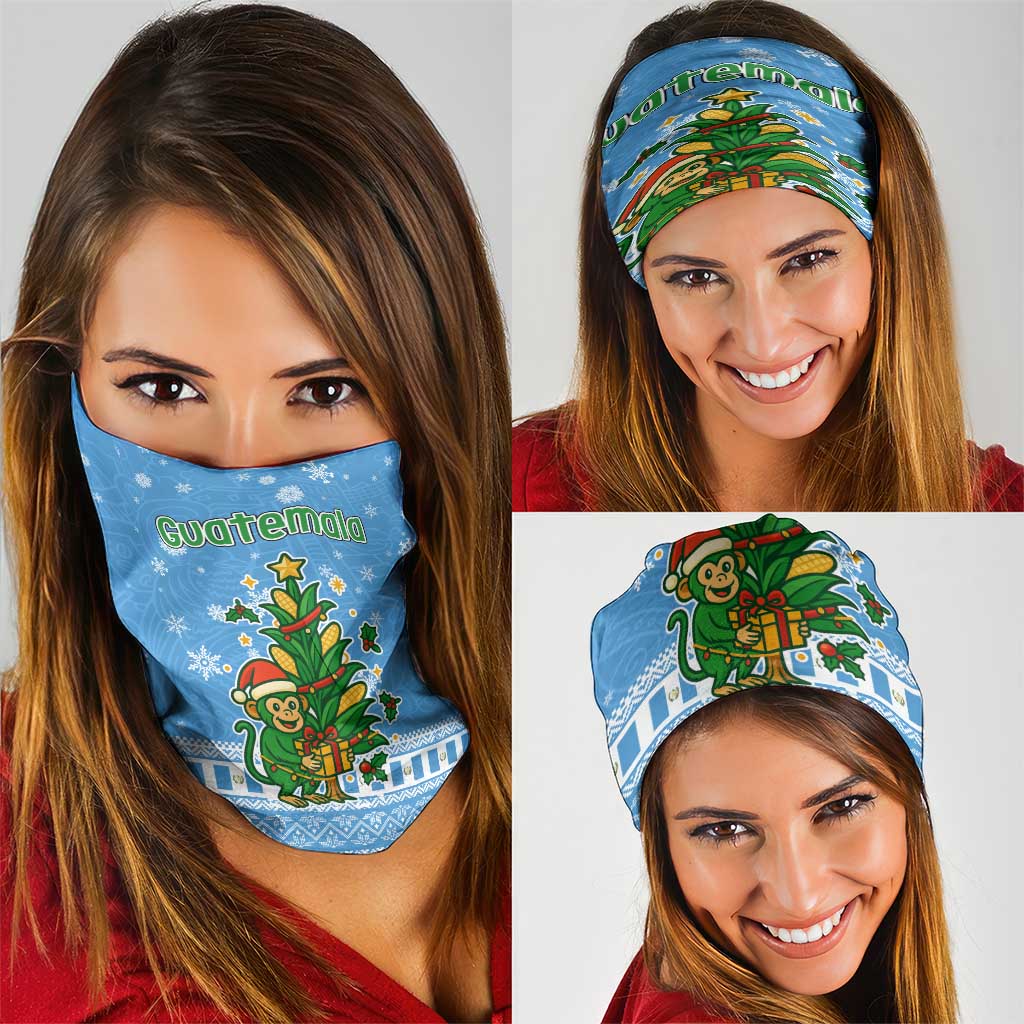 Guatemala Christmas Neck Gaiter with Blue Christmas Monkey Tree Snowman and Snowflake TS04