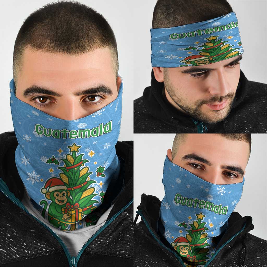 Guatemala Christmas Neck Gaiter with Blue Christmas Monkey Tree Snowman and Snowflake TS04