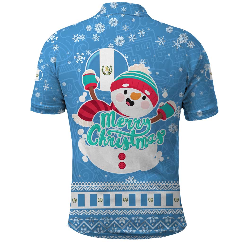 Guatemala Christmas Polo Shirt with Blue Christmas Monkey Tree Snowman and Snowflake TS04