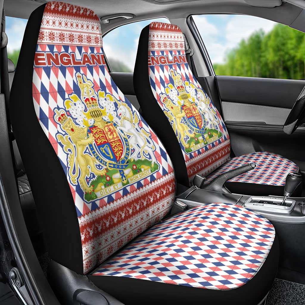 England Christmas Car Seat Cover with Red Blue White Diamond Pattern Santa and Coat of Arms TS04