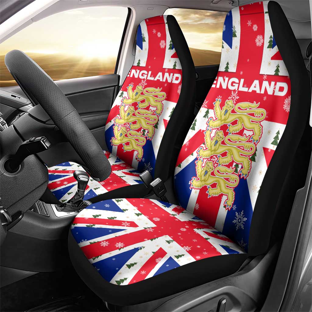 England Christmas Car Seat Cover with Red White Blue Santa Bus Tree and Three Lions Design TS04