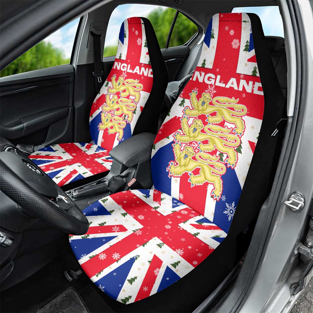 England Christmas Car Seat Cover with Red White Blue Santa Bus Tree and Three Lions Design TS04