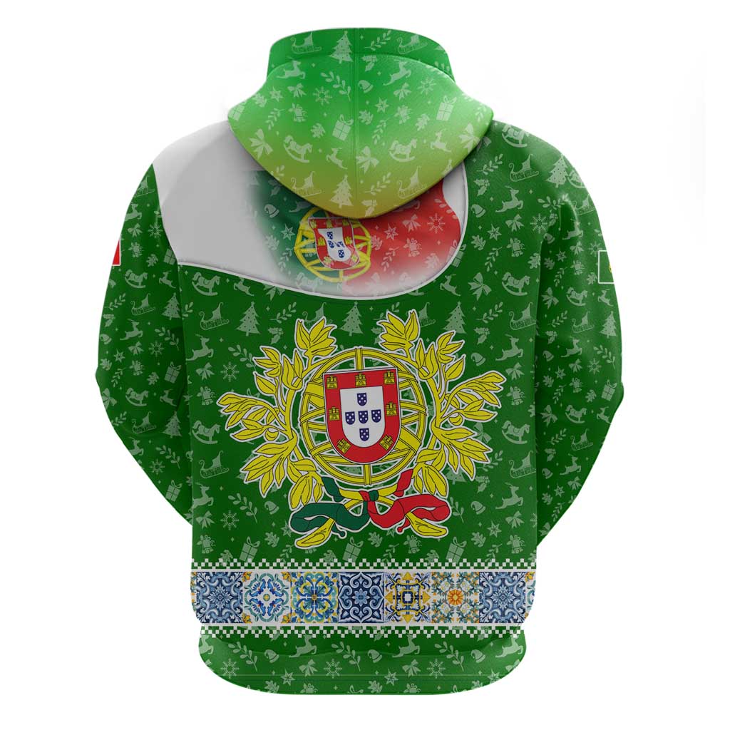 Portugal Christmas Hoodie with Green Red Santa Ship Tree and Coat of Arms TS04