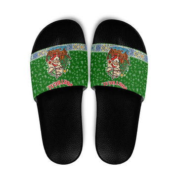 Portugal Christmas Slide Sandals with Green Red Santa Ship Tree and Coat of Arms TS04