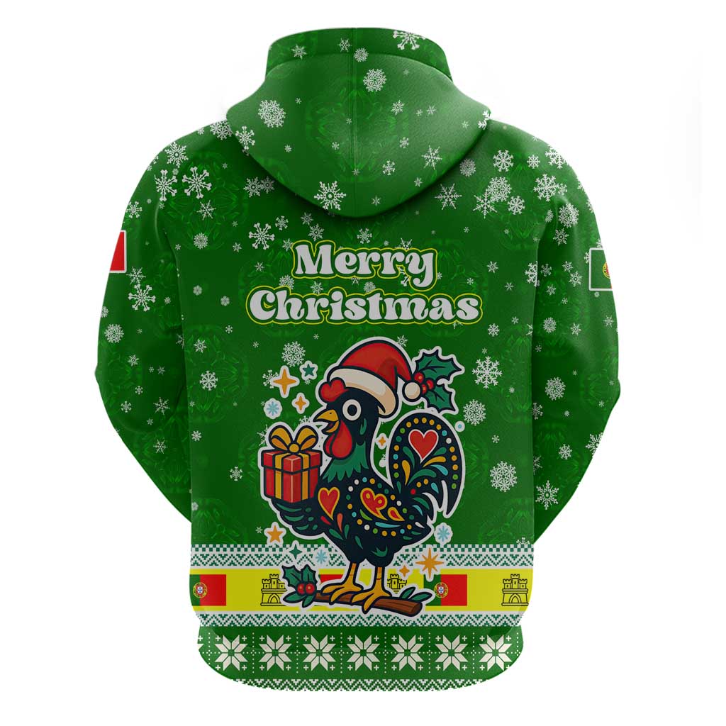 Portugal Christmas Hoodie with Green Galo de Barcelos Rooster Santa Hat and Gift TS04