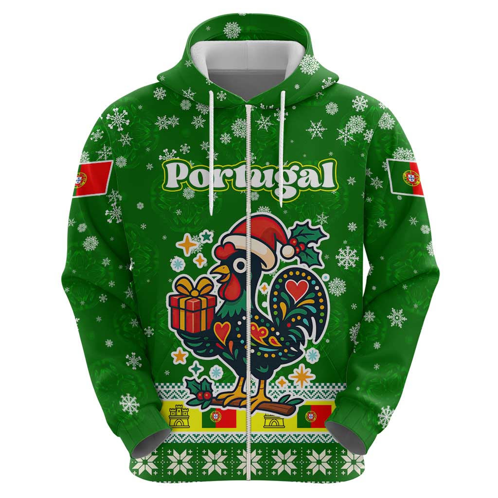 Portugal Christmas Hoodie with Green Galo de Barcelos Rooster Santa Hat and Gift TS04