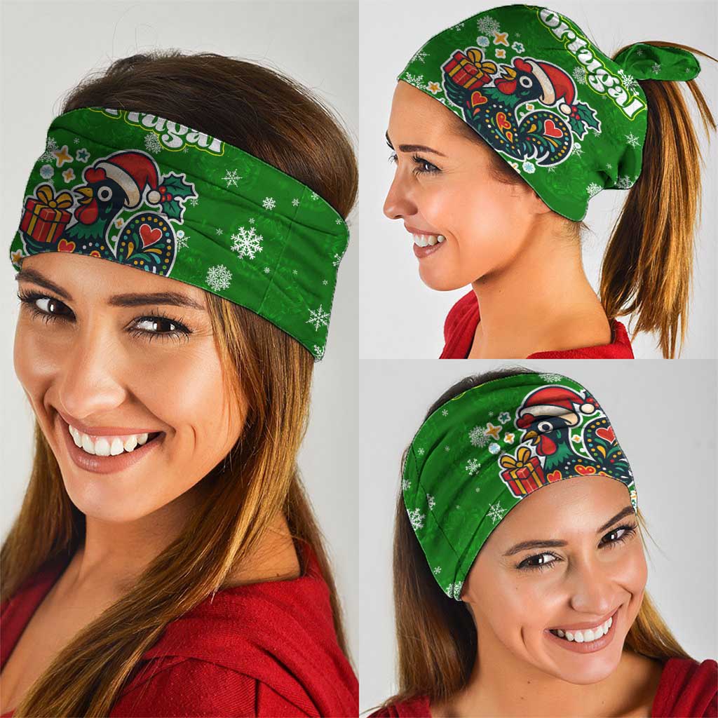 Portugal Christmas Neck Gaiter with Green Galo de Barcelos Rooster Santa Hat and Gift TS04