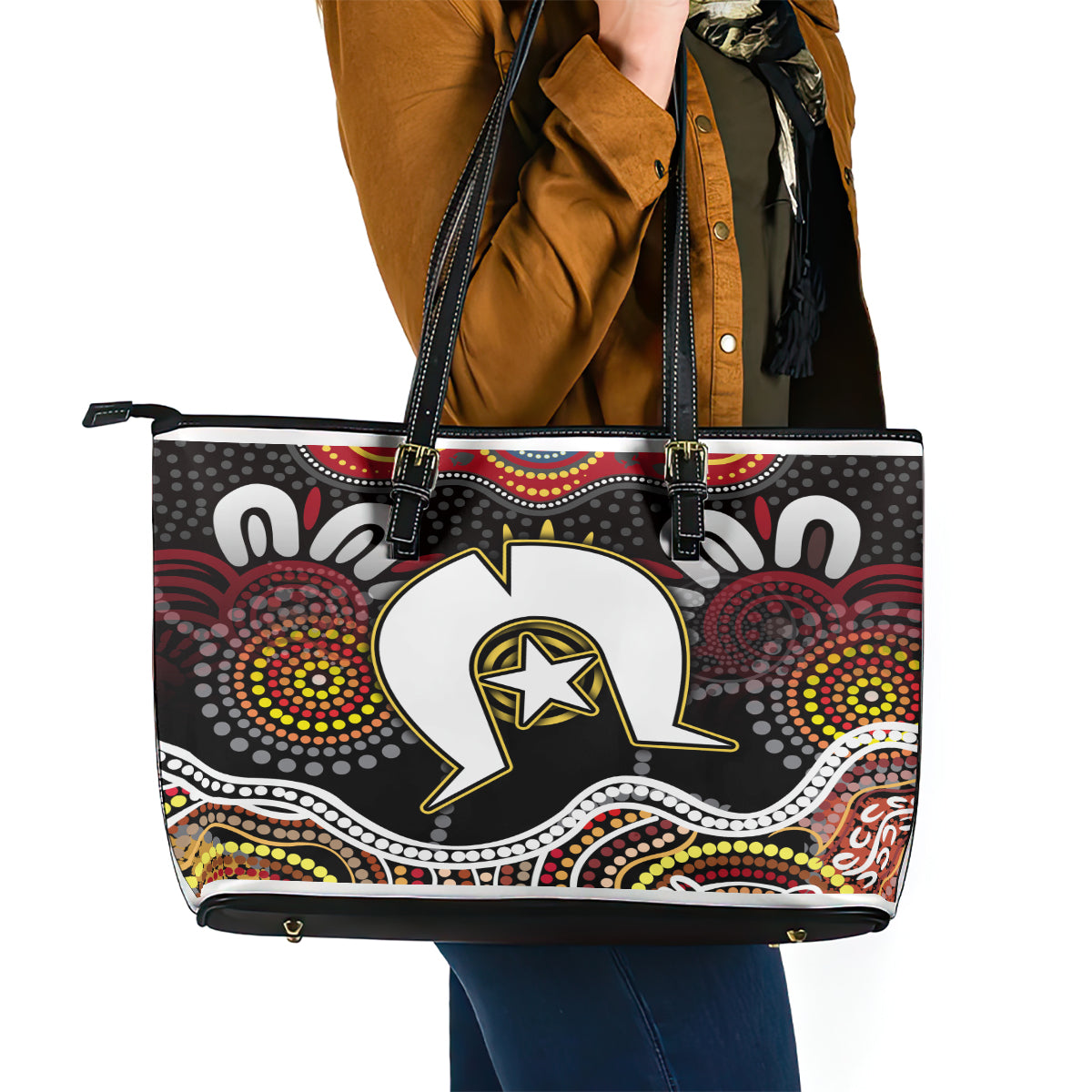 Torest Trait Islands Mix Aboriginal Pattern Leather Tote Bag TS04