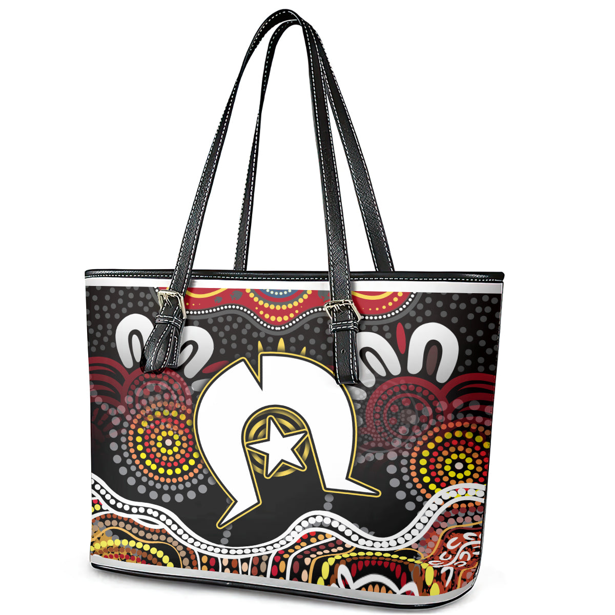 Torest Trait Islands Mix Aboriginal Pattern Leather Tote Bag TS04
