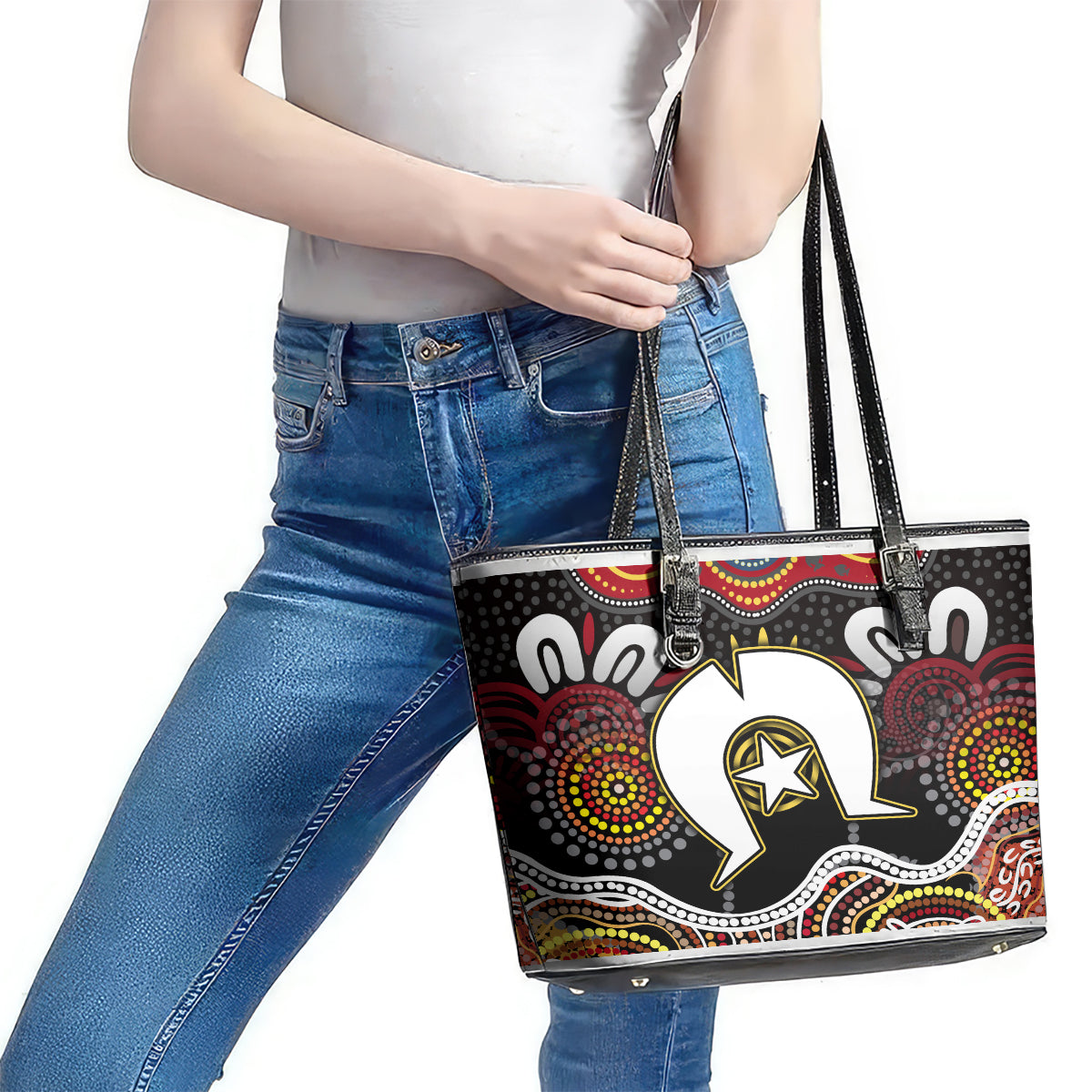 Torest Trait Islands Mix Aboriginal Pattern Leather Tote Bag TS04