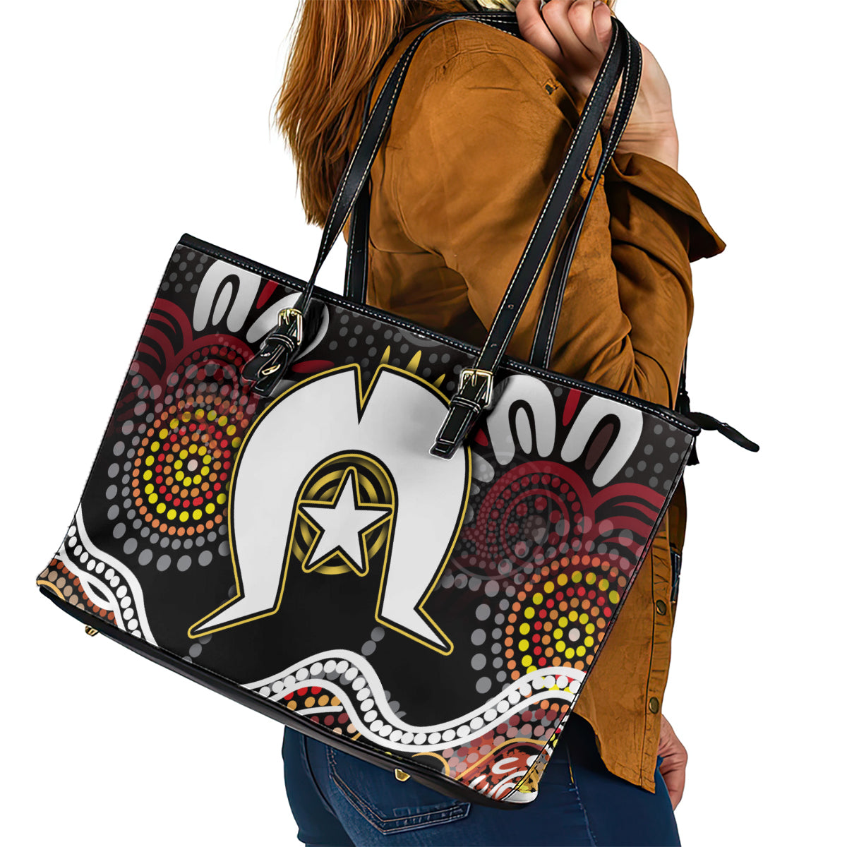 Torest Trait Islands Mix Aboriginal Pattern Leather Tote Bag TS04