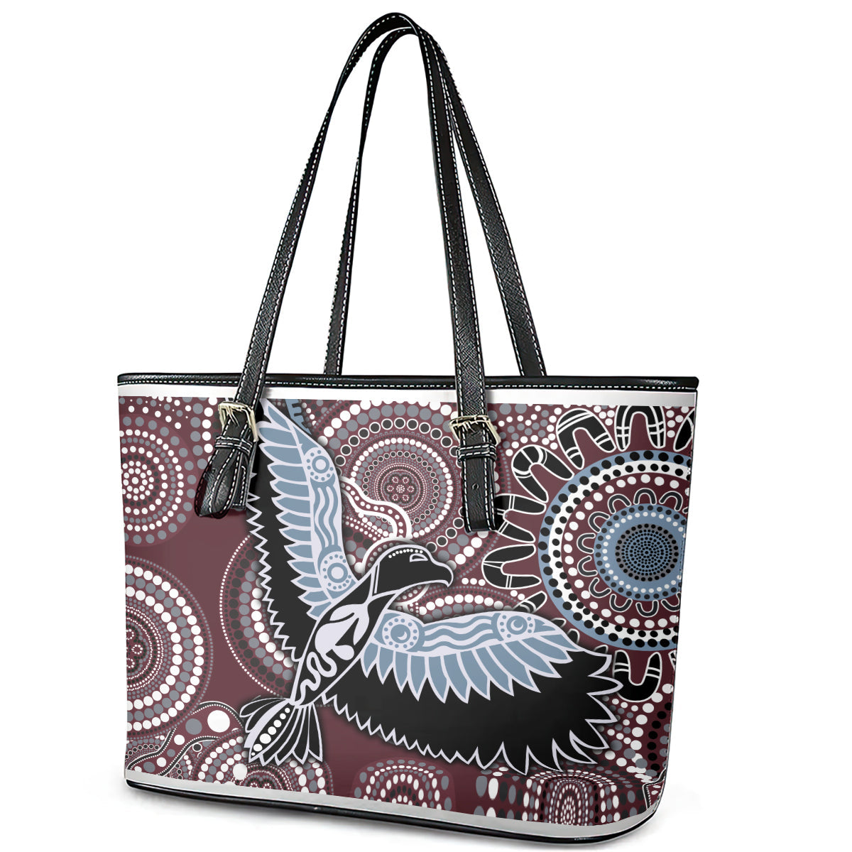 Aboriginal Pattern Bird Leather Tote Bag TS04