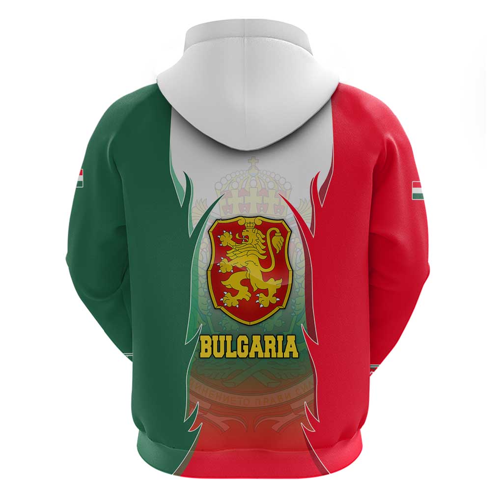 Bulgaria National Crest Hoodie with Tricolor Design and Folk Cuff Pattern TS04