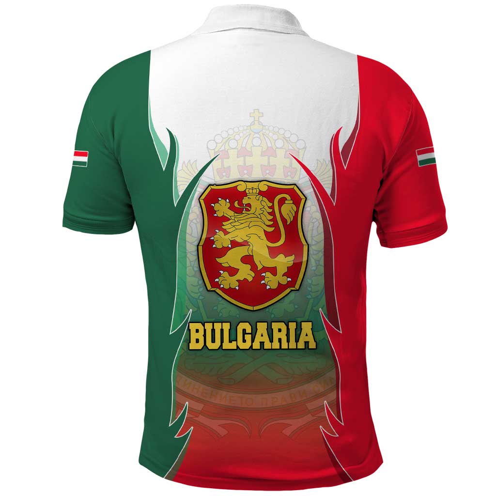 Bulgaria National Crest Polo Shirt with Tricolor Design and Folk Cuff Pattern TS04