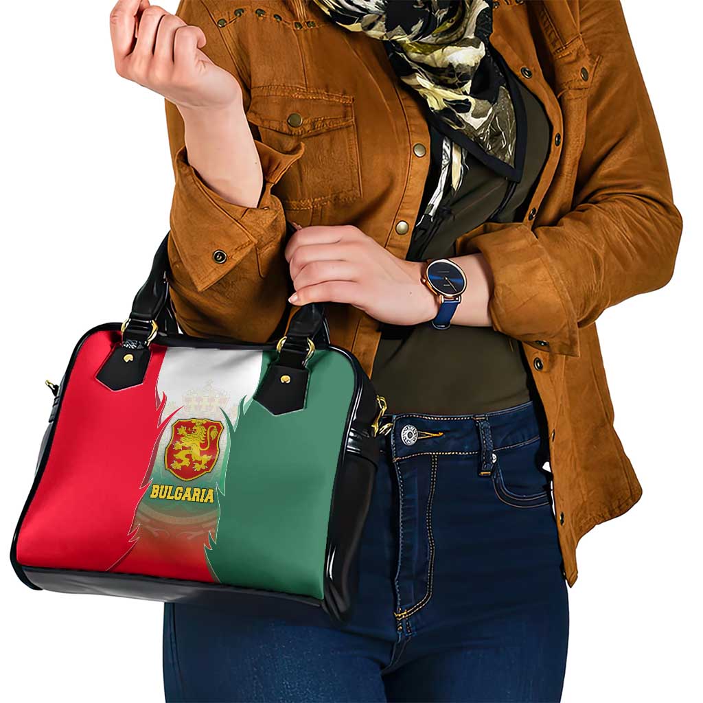 Bulgaria National Crest Shoulder Handbag with Tricolor Design and Folk Cuff Pattern TS04