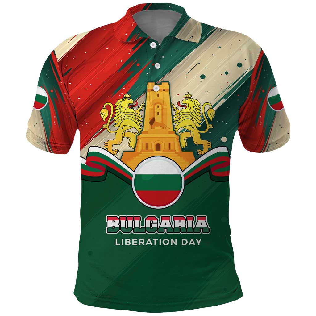 Bulgaria Liberation Day Polo Shirt with Shipka Monument and Tricolor Lion Graphic TS04