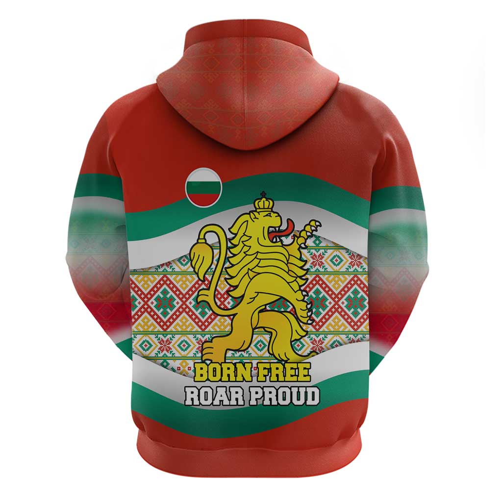 Bulgaria Lion Hoodie Tricolor Flag, Folk Pattern and Proud Motto TS04