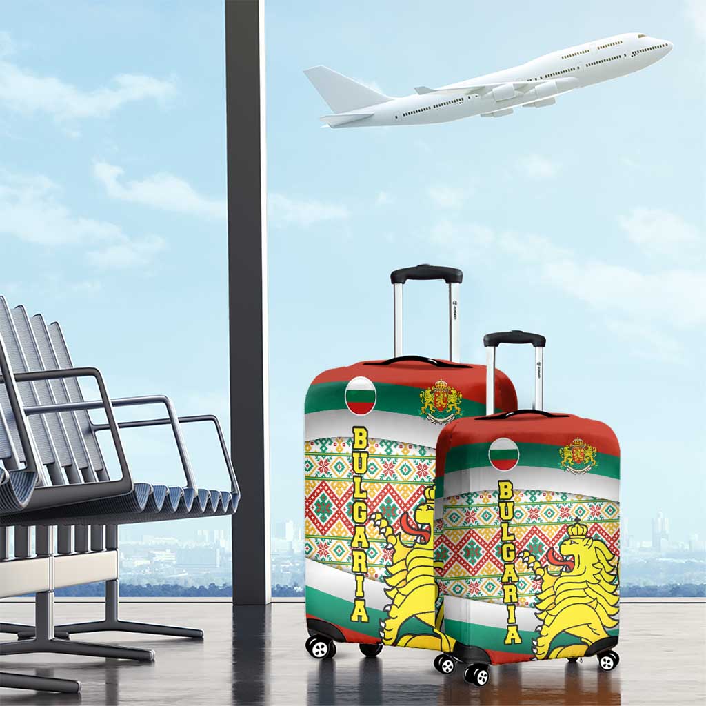 Bulgaria Lion Luggage Cover Tricolor Flag, Folk Pattern and Proud Motto TS04