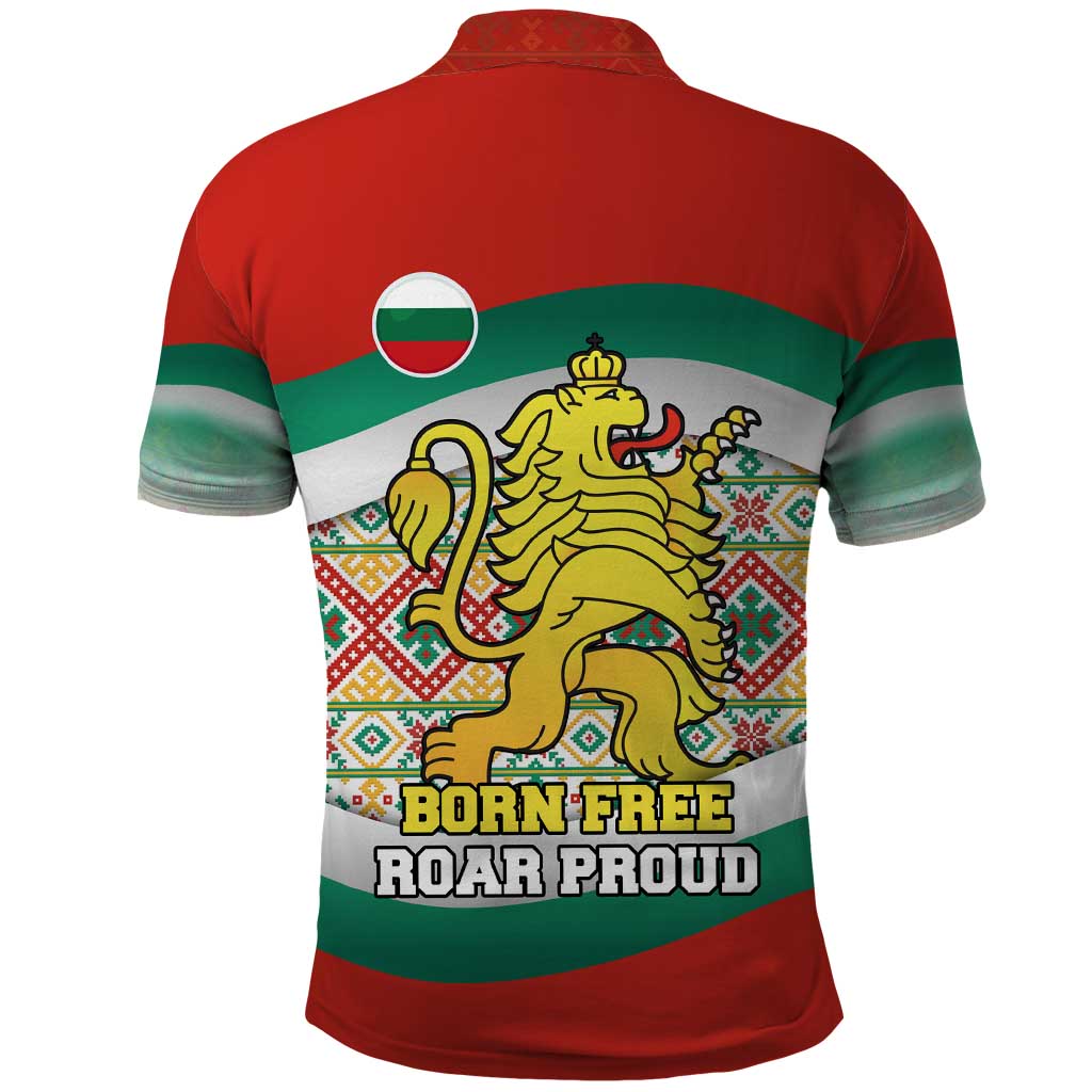 Bulgaria Lion Polo Shirt Tricolor Flag, Folk Pattern and Proud Motto TS04