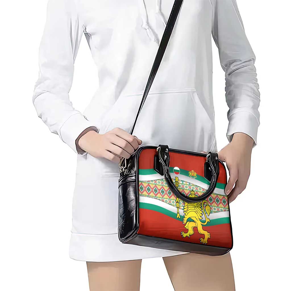 Bulgaria Lion Shoulder Handbag Tricolor Flag, Folk Pattern and Proud Motto TS04