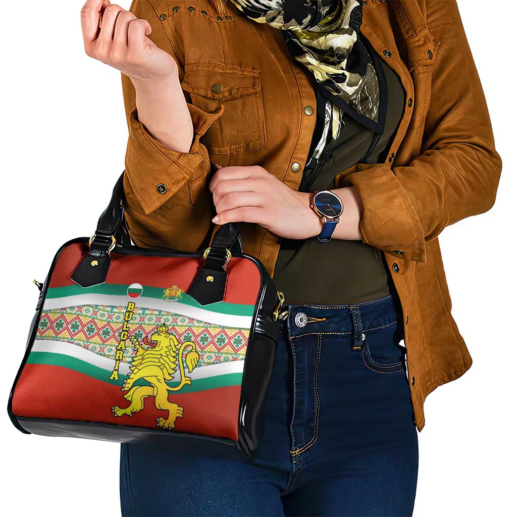 Bulgaria Lion Shoulder Handbag Tricolor Flag, Folk Pattern and Proud Motto TS04