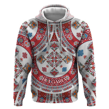 Bulgaria Folk Art Hoodie with Traditional Embroidery and Floral Motifs TS04