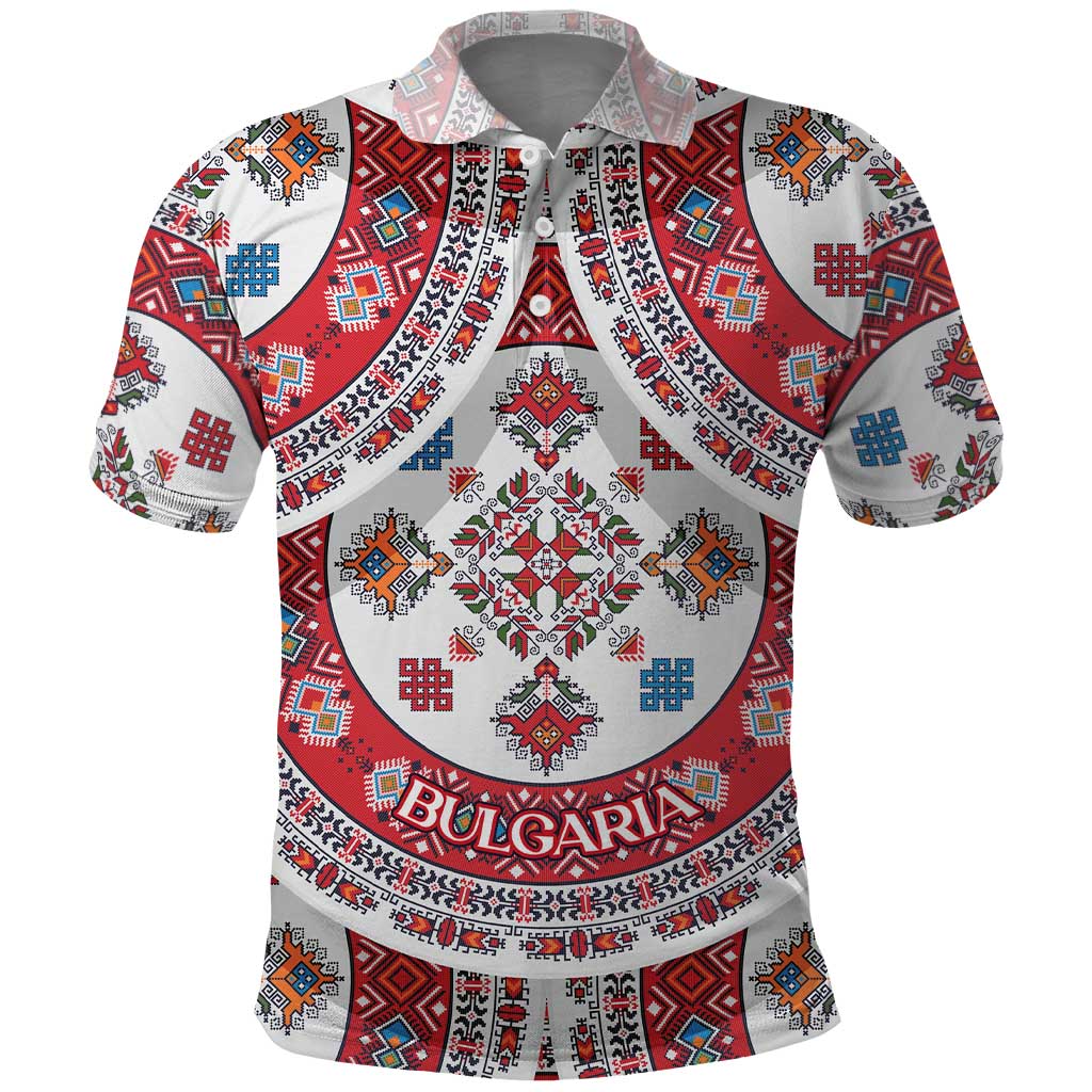 Bulgaria Folk Art Polo Shirt with Traditional Embroidery and Floral Motifs TS04