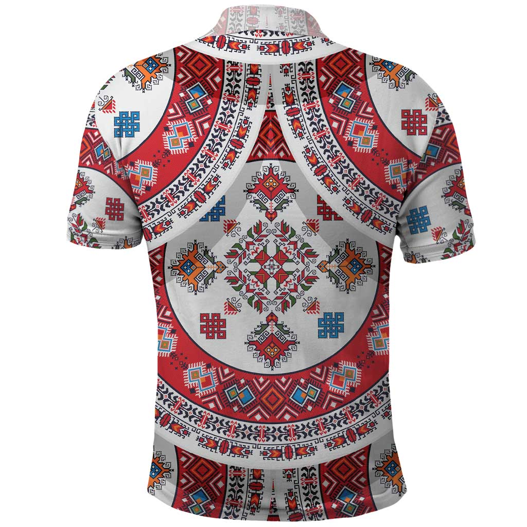 Bulgaria Folk Art Polo Shirt with Traditional Embroidery and Floral Motifs TS04