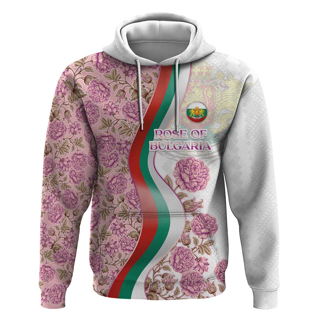 Rose of Bulgaria Hoodie with National Flag Ribbon and Floral Damask Pattern TS04