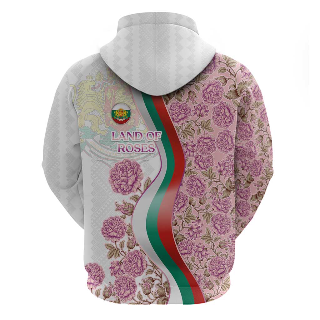Rose of Bulgaria Hoodie with National Flag Ribbon and Floral Damask Pattern TS04