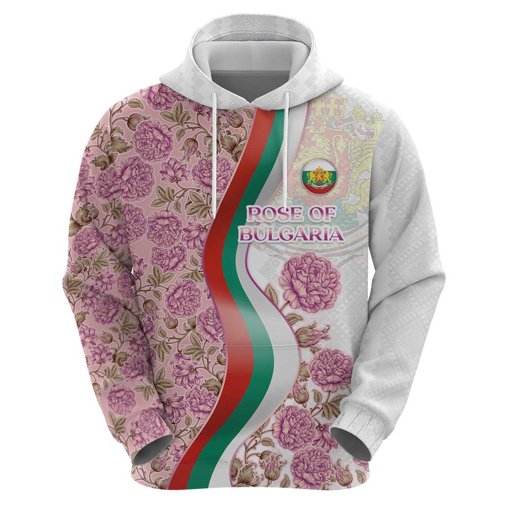 Rose of Bulgaria Hoodie with National Flag Ribbon and Floral Damask Pattern TS04