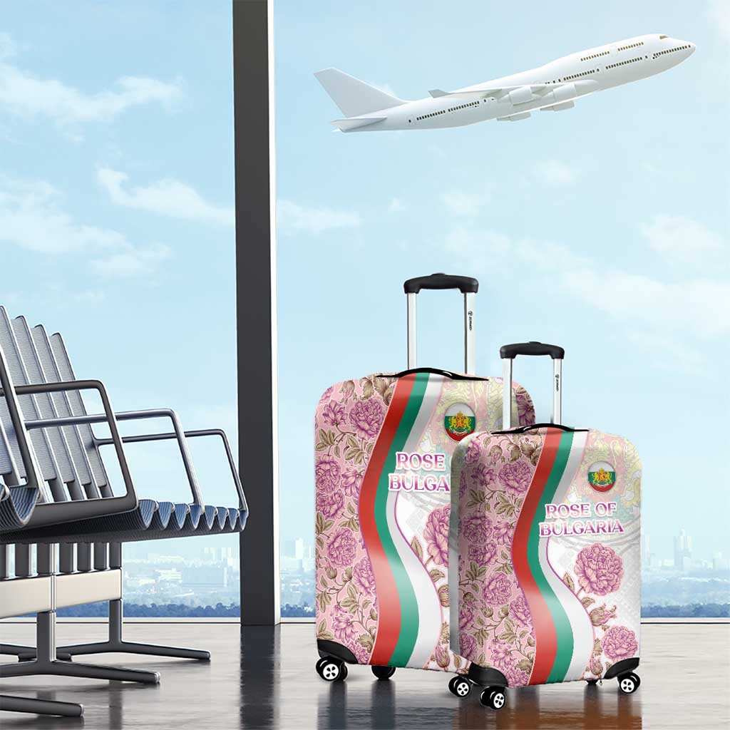 Rose of Bulgaria Luggage Cover with National Flag Ribbon and Floral Damask Pattern TS04