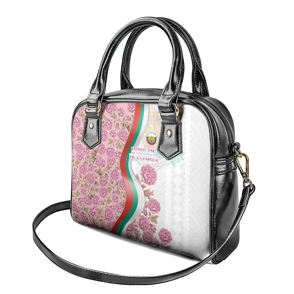 Rose of Bulgaria Shoulder Handbag with National Flag Ribbon and Floral Damask Pattern TS04
