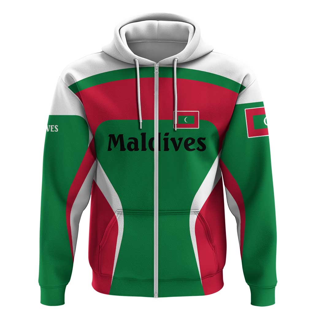 Maldives National Flag and Emblem Hoodie with Green Red White Colorblock Design TS04