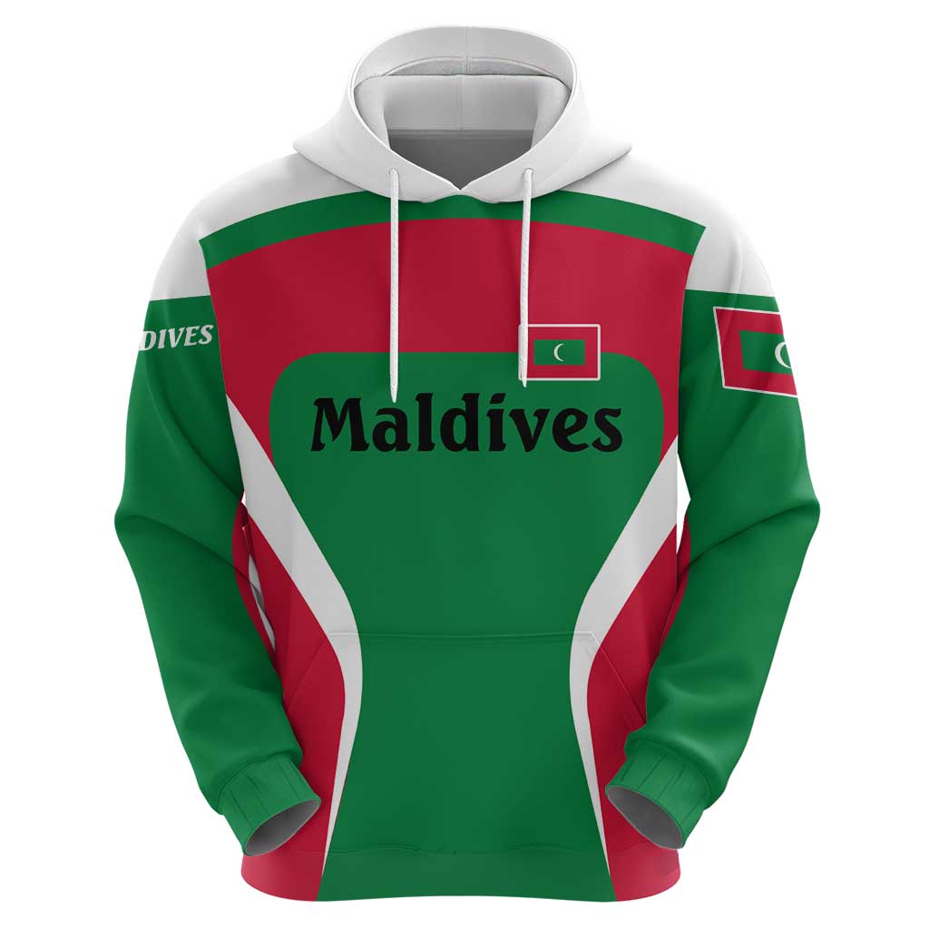 Maldives National Flag and Emblem Hoodie with Green Red White Colorblock Design TS04