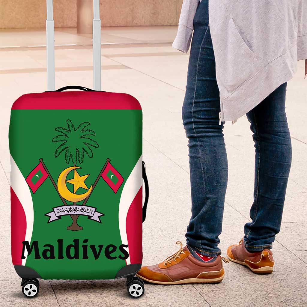 Maldives National Flag and Emblem Luggage Cover with Green Red White Colorblock Design TS04