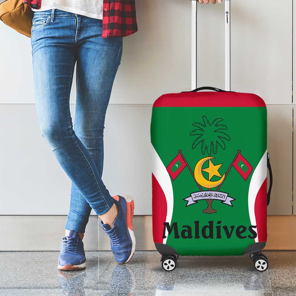Maldives National Flag and Emblem Luggage Cover with Green Red White Colorblock Design TS04