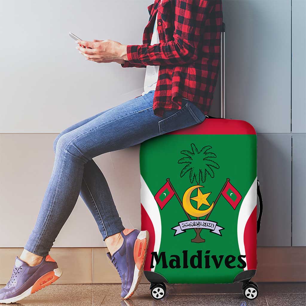Maldives National Flag and Emblem Luggage Cover with Green Red White Colorblock Design TS04