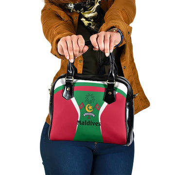 Maldives National Flag and Emblem Shoulder Handbag with Green Red White Colorblock Design TS04