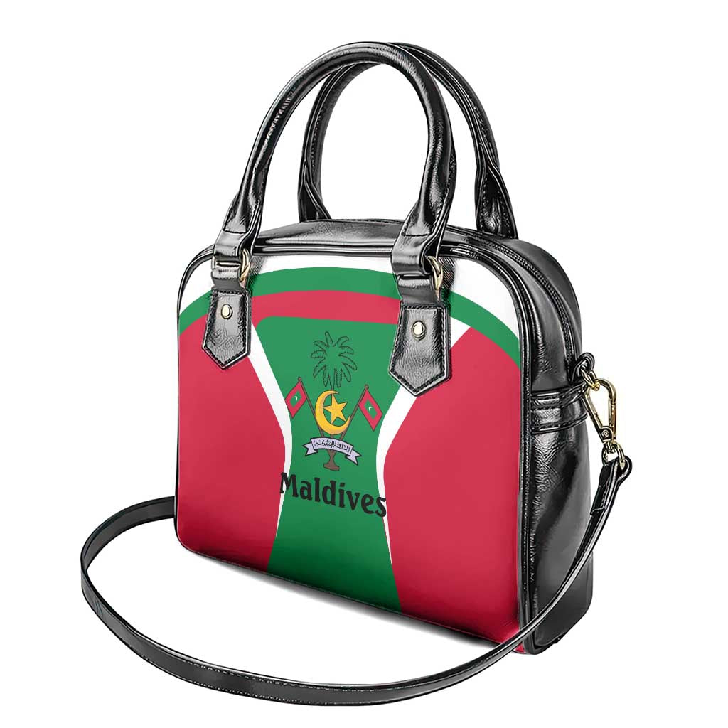 Maldives National Flag and Emblem Shoulder Handbag with Green Red White Colorblock Design TS04