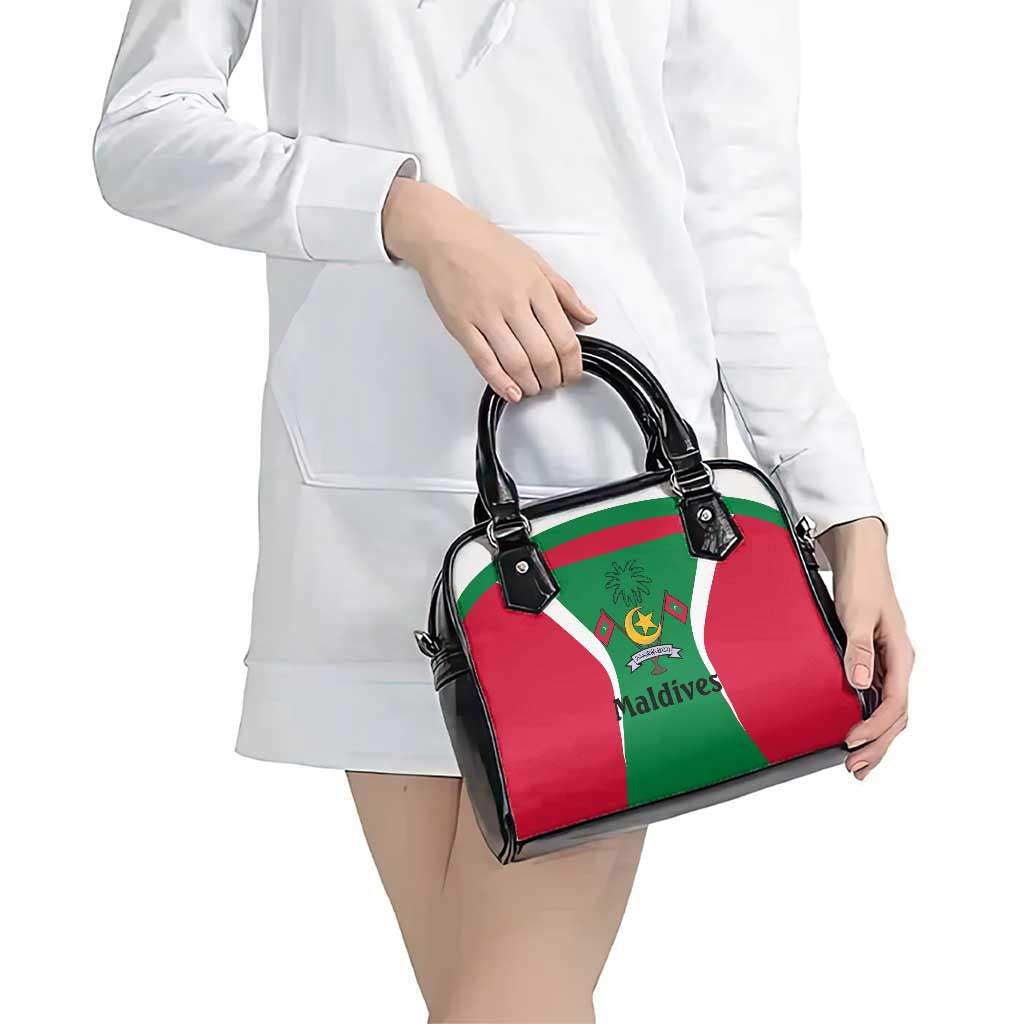 Maldives National Flag and Emblem Shoulder Handbag with Green Red White Colorblock Design TS04