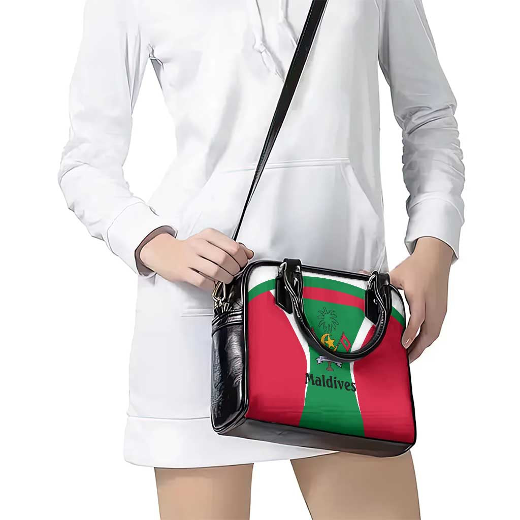 Maldives National Flag and Emblem Shoulder Handbag with Green Red White Colorblock Design TS04
