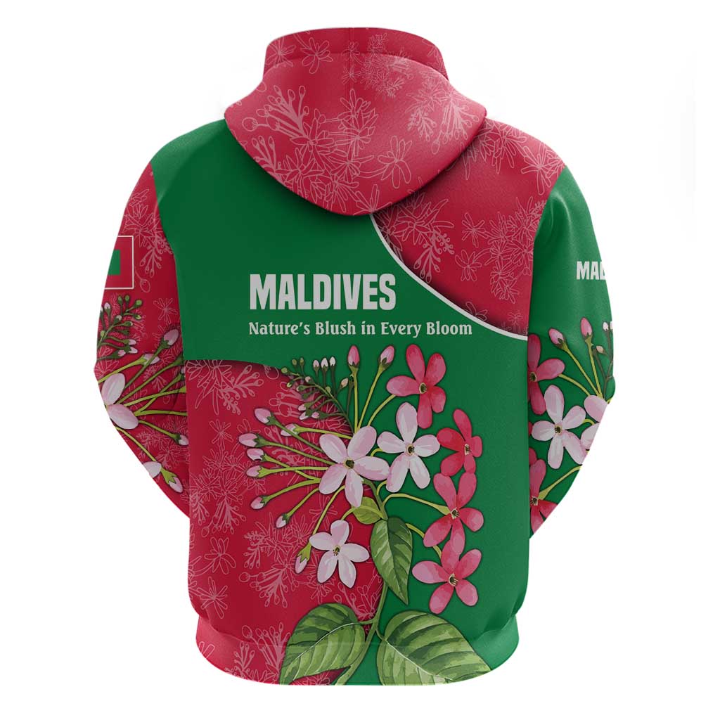 Maldives Floral Bloom Hoodie with Tropical Island Blossoms and National Flag Design TS04