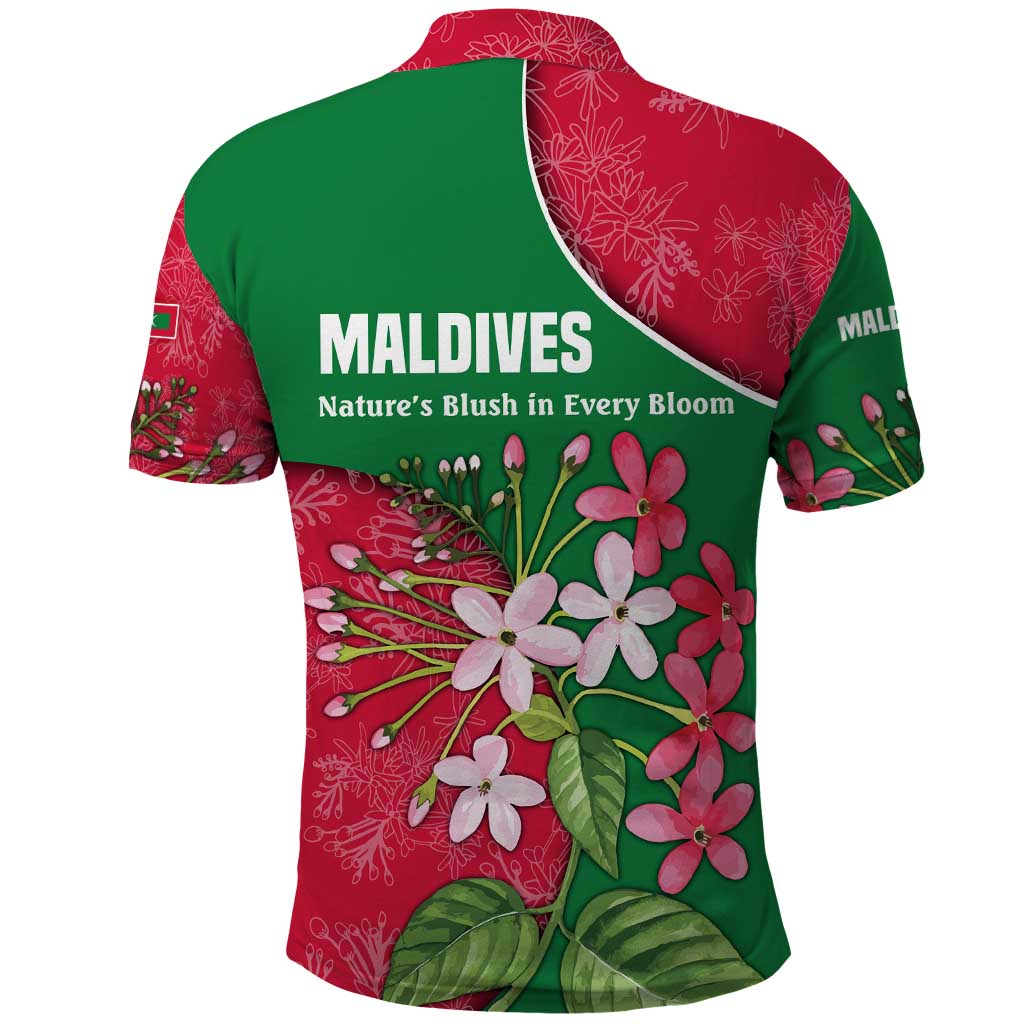 Maldives Floral Bloom Polo Shirt with Tropical Island Blossoms and National Flag Design TS04