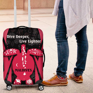 Maldives Dive Turtle Luggage Cover with Coral Reef Pattern and Island Spirit Slogan TS04
