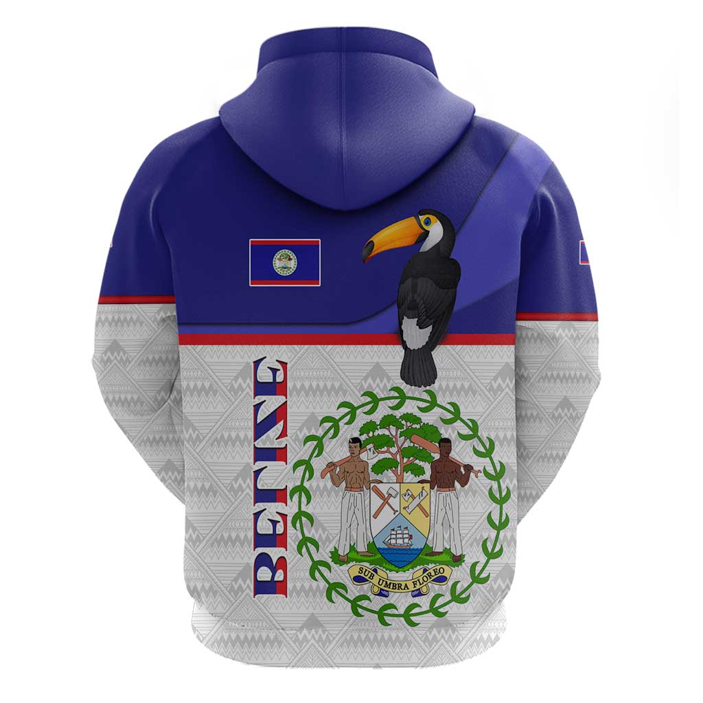 Belize National Emblem Hoodie with Toucan Print and Flag-Inspired Blue Design TS04